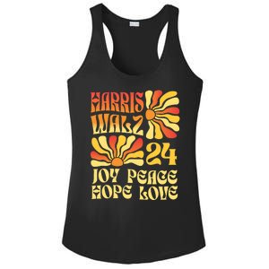 Retro Groovy Hope Joy Love Peace Kamala Harris Walz 2024 Ladies PosiCharge Competitor Racerback Tank