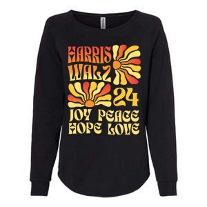 Retro Groovy Hope Joy Love Peace Kamala Harris Walz 2024 Womens California Wash Sweatshirt