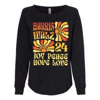 Retro Groovy Hope Joy Love Peace Kamala Harris Walz 2024 Womens California Wash Sweatshirt