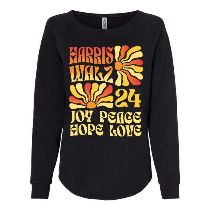 Retro Groovy Hope Joy Love Peace Kamala Harris Walz 2024 Womens California Wash Sweatshirt