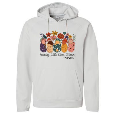 Retro Groovy Helping Little Ones Bloom Babies Flower Midwife Performance Fleece Hoodie