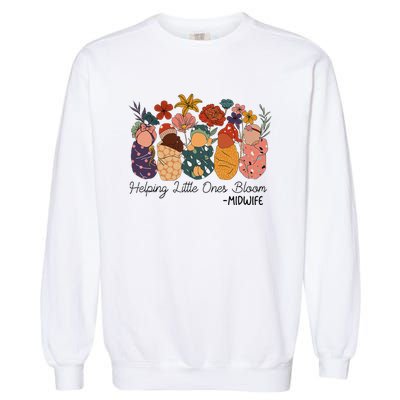 Retro Groovy Helping Little Ones Bloom Babies Flower Midwife Garment-Dyed Sweatshirt