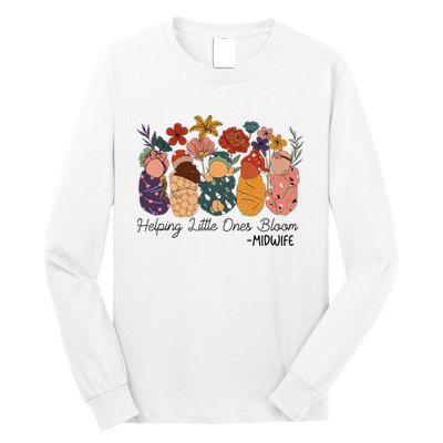 Retro Groovy Helping Little Ones Bloom Babies Flower Midwife Long Sleeve Shirt