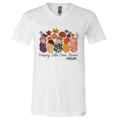 Retro Groovy Helping Little Ones Bloom Babies Flower Midwife V-Neck T-Shirt