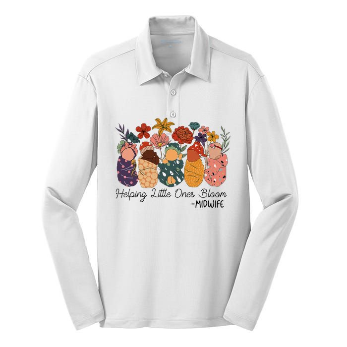 Retro Groovy Helping Little Ones Bloom Babies Flower Midwife Silk Touch Performance Long Sleeve Polo