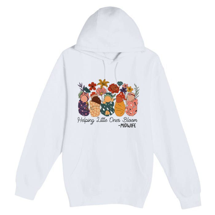 Retro Groovy Helping Little Ones Bloom Babies Flower Midwife Premium Pullover Hoodie