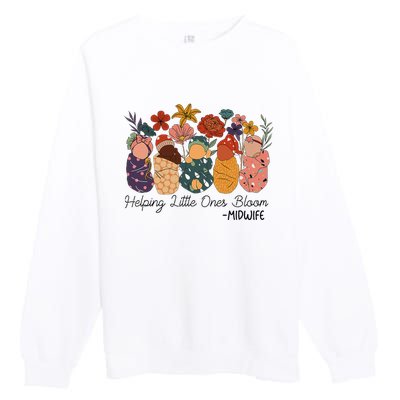 Retro Groovy Helping Little Ones Bloom Babies Flower Midwife Premium Crewneck Sweatshirt