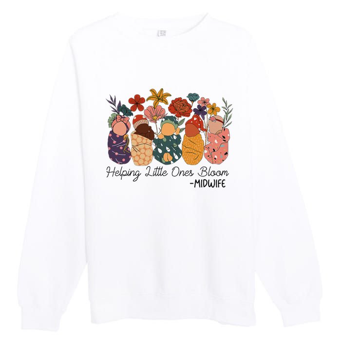 Retro Groovy Helping Little Ones Bloom Babies Flower Midwife Premium Crewneck Sweatshirt