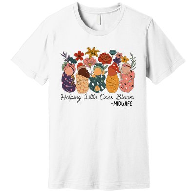 Retro Groovy Helping Little Ones Bloom Babies Flower Midwife Premium T-Shirt