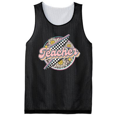 Retro Groovy Hippies Teacher Back To School Funny Gift Mesh Reversible Basketball Jersey Tank