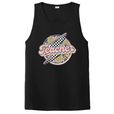 Retro Groovy Hippies Teacher Back To School Funny Gift PosiCharge Competitor Tank