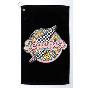 Retro Groovy Hippies Teacher Back To School Funny Gift Platinum Collection Golf Towel