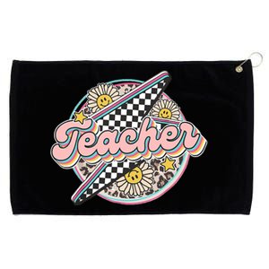 Retro Groovy Hippies Teacher Back To School Funny Gift Grommeted Golf Towel