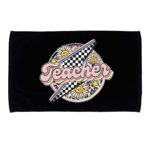 Retro Groovy Hippies Teacher Back To School Funny Gift Microfiber Hand Towel