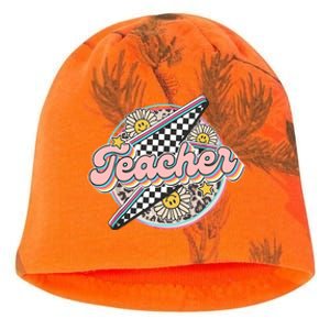 Retro Groovy Hippies Teacher Back To School Funny Gift Kati - Camo Knit Beanie