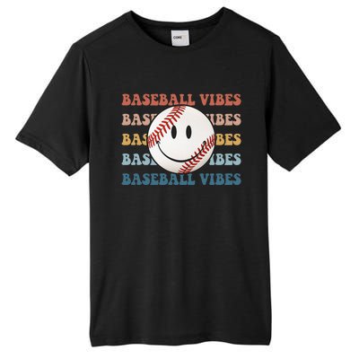 Retro Groovy Happy Face Baseball Vibes Baseball Face Tall Fusion ChromaSoft Performance T-Shirt