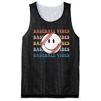 Retro Groovy Happy Face Baseball Vibes Baseball Face Mesh Reversible Basketball Jersey Tank