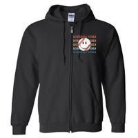 Retro Groovy Happy Face Baseball Vibes Baseball Face Full Zip Hoodie