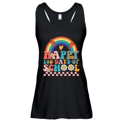 Retro Groovy Happy 100 Days Of School Teachers Ladies Essential Flowy Tank