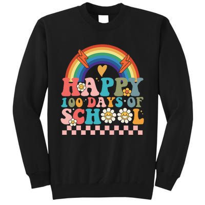 Retro Groovy Happy 100 Days Of School Teachers Tall Sweatshirt