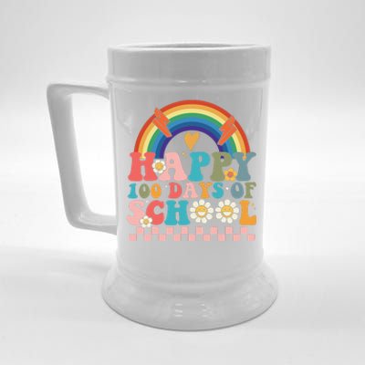 Retro Groovy Happy 100 Days Of School Teachers Beer Stein