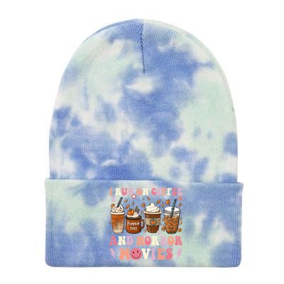 Retro Groovy Horror Fall Movie Coffee Hippie Halloween Gift Tie Dye 12in Knit Beanie