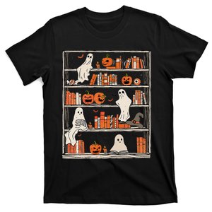 Reading Ghost Halloween Ghost Book Shelf T-Shirt