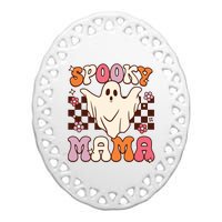 Retro Groovy Halloween Ghost Spooky Mama Costume Ceramic Oval Ornament