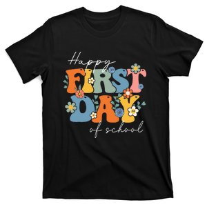 Retro Groovy Happy First Day Of School For Teacher & Student T-Shirt