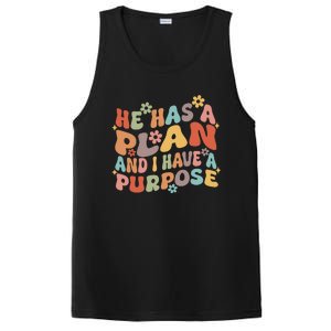 Retro Groovy He Has A Plan And I Have A Purpose Christian PosiCharge Competitor Tank