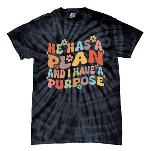 Retro Groovy He Has A Plan And I Have A Purpose Christian Tie-Dye T-Shirt