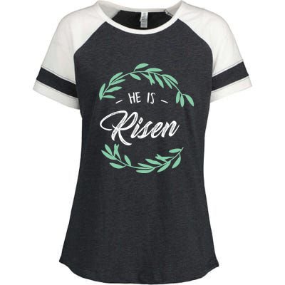 Religion Gift He Is Risen Resurrection Jesus Gift Enza Ladies Jersey Colorblock Tee