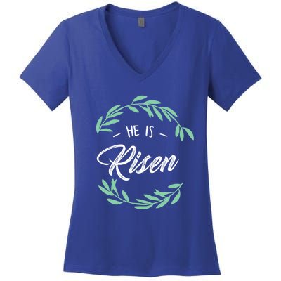 Religion Gift He Is Risen Resurrection Jesus Gift Women's V-Neck T-Shirt