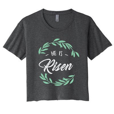 Religion Gift He Is Risen Resurrection Jesus Gift Women's Crop Top Tee