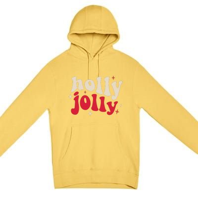 Retro Groovy Have A Holly Xmas Jolly Christmas Gift Funny Xmas Premium Pullover Hoodie