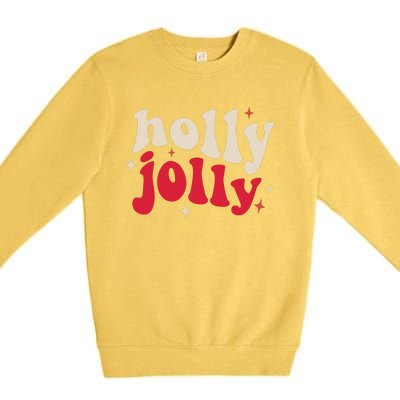 Retro Groovy Have A Holly Xmas Jolly Christmas Gift Funny Xmas Premium Crewneck Sweatshirt