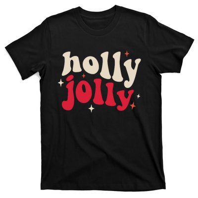 Retro Groovy Have A Holly Xmas Jolly Christmas Gift Funny Xmas T-Shirt