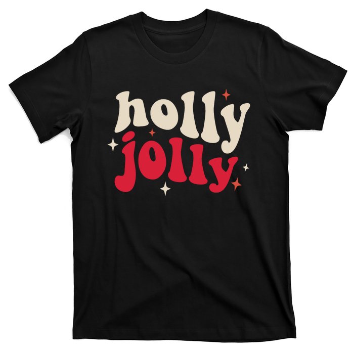 Retro Groovy Have A Holly Xmas Jolly Christmas Gift Funny Xmas T-Shirt