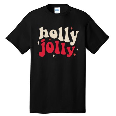 Retro Groovy Have A Holly Xmas Jolly Christmas Gift Funny Xmas Tall T-Shirt