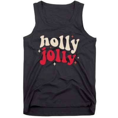 Retro Groovy Have A Holly Xmas Jolly Christmas Gift Funny Xmas Tank Top