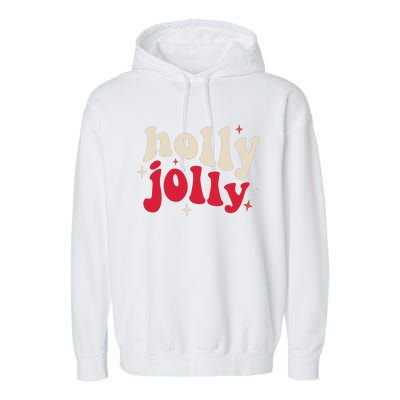 Retro Groovy Have A Holly Xmas Jolly Christmas Gift Funny Xmas Garment-Dyed Fleece Hoodie