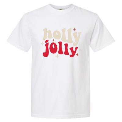 Retro Groovy Have A Holly Xmas Jolly Christmas Gift Funny Xmas Garment-Dyed Heavyweight T-Shirt