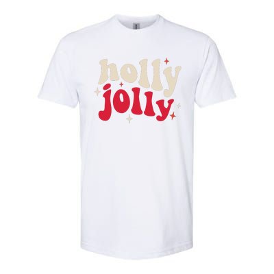 Retro Groovy Have A Holly Xmas Jolly Christmas Gift Funny Xmas Softstyle CVC T-Shirt