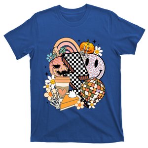 Retro Groovy Halloween Fall Vibes Smile Face Pumpkin Spice Gift T-Shirt