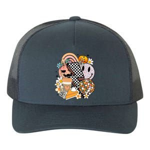 Retro Groovy Halloween Fall Vibes Smile Face Pumpkin Spice Gift Yupoong Adult 5-Panel Trucker Hat