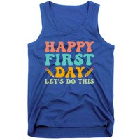 Retro Groovy Happy First Day School Funny Gift Teacher Students Gift Tank Top