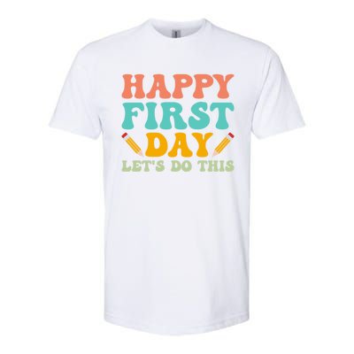 Retro Groovy Happy First Day School Funny Gift Teacher Students Gift Softstyle CVC T-Shirt