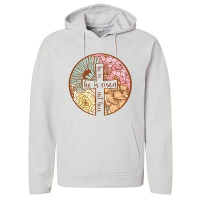 Retro Groovy He Is Risen Jesus Religious Easter Christians Performance Fleece Hoodie