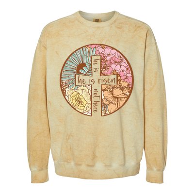 Retro Groovy He Is Risen Jesus Religious Easter Christians Colorblast Crewneck Sweatshirt