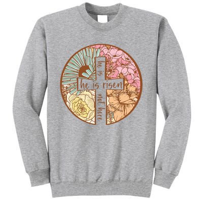 Retro Groovy He Is Risen Jesus Religious Easter Christians Tall Sweatshirt